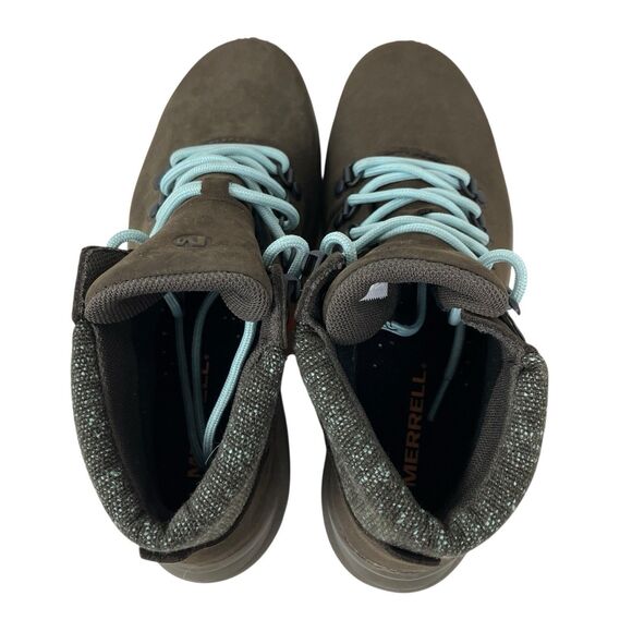 Merrell Trail Boots 5 Brown Ontario Mid WP Hiking Vibram Megagrip Gorpcore - Picture 8 of 12